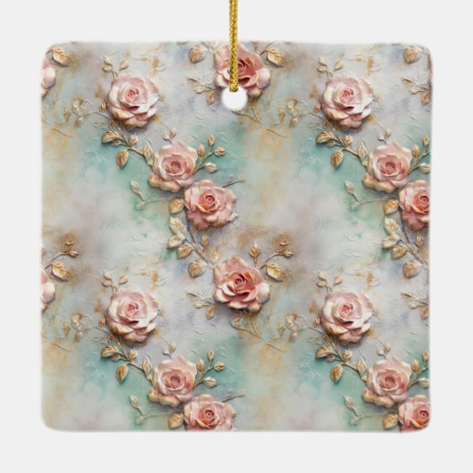 Schöne romantische Rosatönen Romantische Rose Keramikornament (Rückseite)