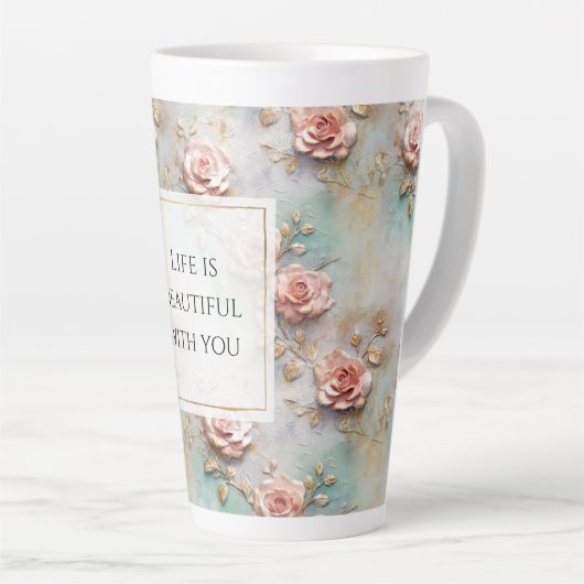 Schöne romantische Rosatönen Romantische Rose Milchtasse (Rechte Ecke)