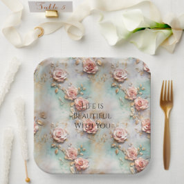 Schöne romantische Rosatönen Romantische Rose Pappteller