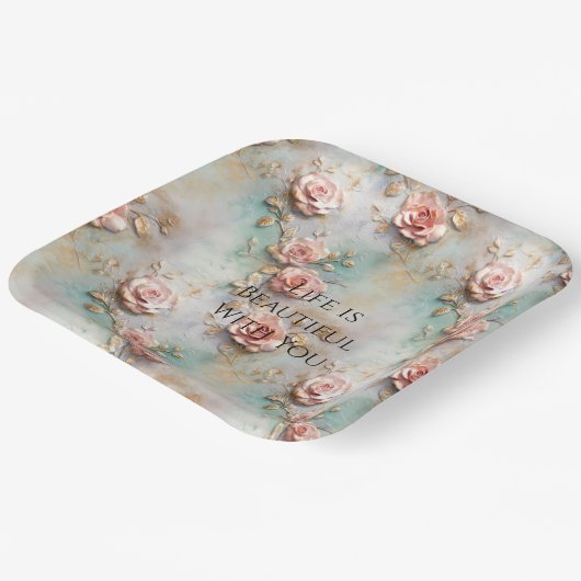 Schöne romantische Rosatönen Romantische Rose Pappteller (Gewinkelt)