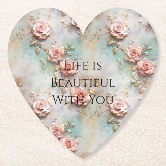 Schöne romantische Rosatönen Romantische Rose Untersetzer (Vorderseite)