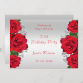 Schöne romantische Rote Rosen Geburtstag Dankeskarte (Vorne/Hinten)