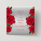 Schöne romantische Rote Rosen Geburtstag Gnade Button (Vorderseite)