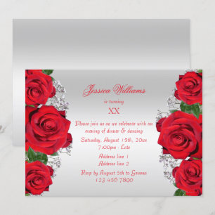 Schöne romantische Rote Rosen zum Geburtstag Einladung
