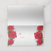 Schöne romantische Rote Rosen zum Geburtstag Platzkarte (Außenseite Aufgefaltet)