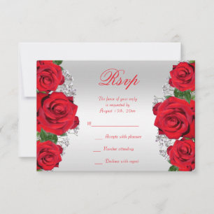Schöne romantische Rote Rosen zum Geburtstag RSVP Karte
