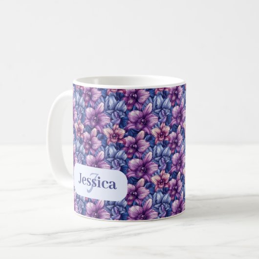Schöne romantische Spring Violet Giro Blume Kaffeetasse (Vorderseite Links)