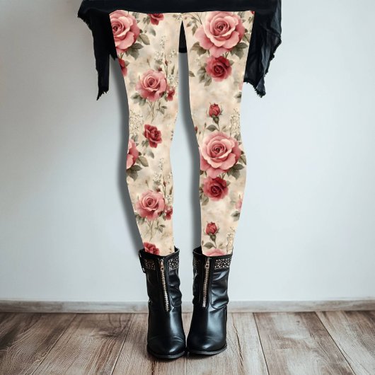 Schöne romantische Vintage Rosa Rose Gemustert Leggings