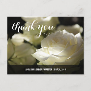 Schöne romantische White Rose Wedding Vielen Dank Postkarte