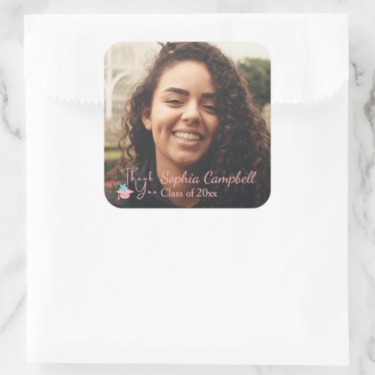 Schöne Rosa Abschluss Square Sticker (Tasche)