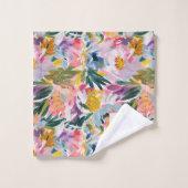 Schöne rosa Abstrakte botanische Mit Monogramm Badhandtuch Set (Waschlappen)