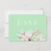 Schöne, rosa Apfelsinen Blume in grüner uAwg RSVP Karte (Rückseite)