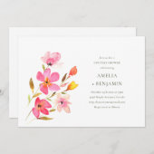 Schöne rosa Aquarell Blumenpaare Dusche Einladung (Vorne/Hinten)