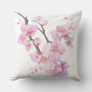Schöne rosa Aquarell-Kirsch-Sakura-Blüten Kissen