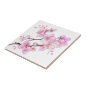 Schöne rosa Aquarell-Kirschblüten Fliese (Seite)