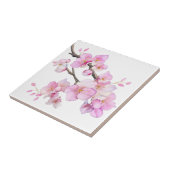 Schöne rosa Aquarell-Kirschblüten Fliese (Seite)
