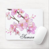 Schöne rosa Aquarell-Kirschblüten Schriftzug Mousepad (Mit Mouse)