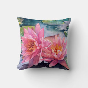 Schöne rosa Aquarellfarben Blume Feine Kunst Kissen