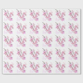 Schöne Rosa Aquarellkirsche Sakura Blüten Geschenkpapier (Flach)