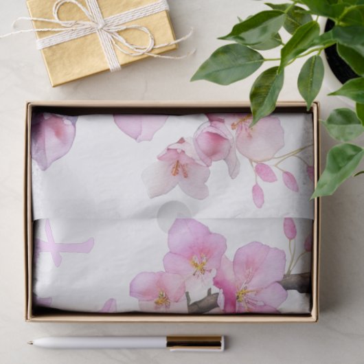Schöne Rosa Aquarellkirsche Sakura Blüten Seidenpapier (Geschenk)