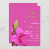 Schöne rosa Azalea Blume Abschluss Einladung (Vorne/Hinten)