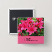 schöne rosa Azaleenblumen Name-Taste Button (Vorne & Hinten)