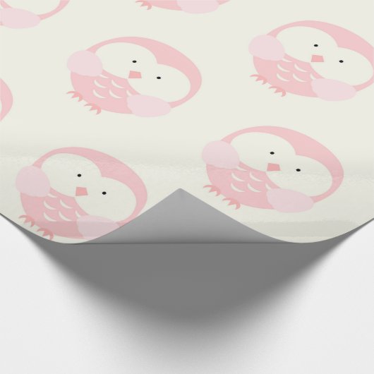Schöne rosa Baby-Eule Geschenkpapier (Ecke)