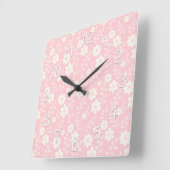 Schöne rosa Baby-Mädchen-Blumen Quadratische Wanduhr (Winkel)