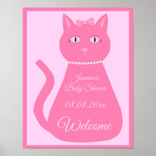 Schöne rosa Baby-Mädchen-Katze individuelle Babypa Poster
