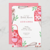 Schöne rosa Backbridal Dusche Einladung (Vorne/Hinten)