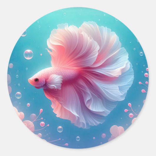 Schöne Rosa Betta Fish Runder Aufkleber (Vorderseite)