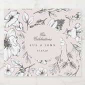 Schöne rosa Bläschen-Monogramm-Hochzeit Alkoholflaschenetikett (Einzelnes Label)