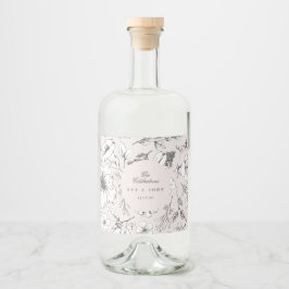 Schöne rosa Bläschen-Monogramm-Hochzeit Alkoholflaschenetikett