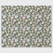Schöne rosa blaue Blumen Brautparty Geschenkpapier (Flach)