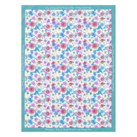 Schöne rosa blaue Blumengestelle Personalisiert Tischdecke (Vorderseite)