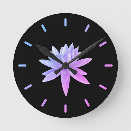 Schöne rosa blaue Gradient Lido Lotus Runde Wanduhr (Vorderseite)