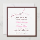 Schöne rosa Blossom Hochzeit retten das Datum Save The Date (Rückseite)