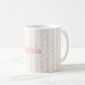 Schöne Rosa Blümchenstreifen Kaffeetasse (VorderseiteRechts)