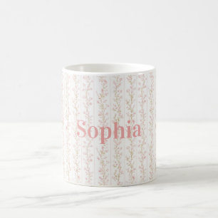 Schöne Rosa Blümchenstreifen Kaffeetasse