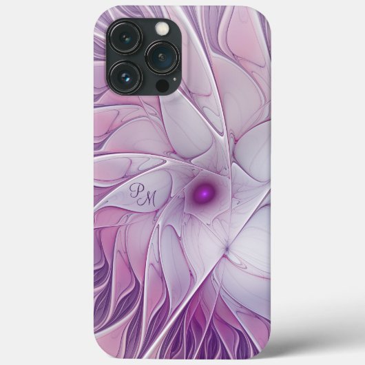 Schöne rosa Blume Abstraktes Fraktal Initialen Case-Mate iPhone Hülle (Rückseite)