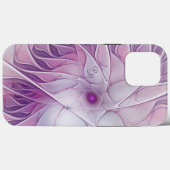 Schöne rosa Blume Abstraktes Fraktal Initialen Case-Mate iPhone Hülle (Rückseite (Horizontal))