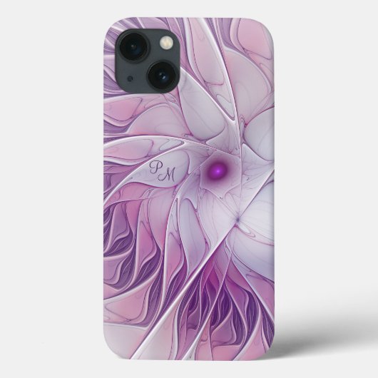 Schöne rosa Blume Abstraktes Fraktal Initialen Case-Mate iPhone Hülle (Rückseite)
