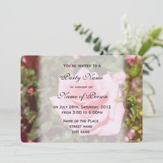 Schöne rosa Blume alle Party Einladungen (Stehend Vorderseite)