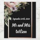 Schöne rosa Blume auf der Rose Hochzeit Weinetiket Weinetikett (Einzelnes Label)