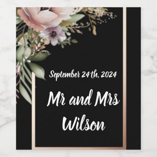 Schöne rosa Blume auf der Rose Hochzeit Weinetiket Weinetikett (Einzelnes Label)