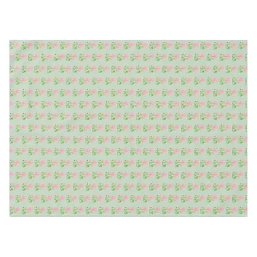 Schöne, rosa Blume auf hellgrünem Tablett Tischdecke (Vorderseite (Horizontal))