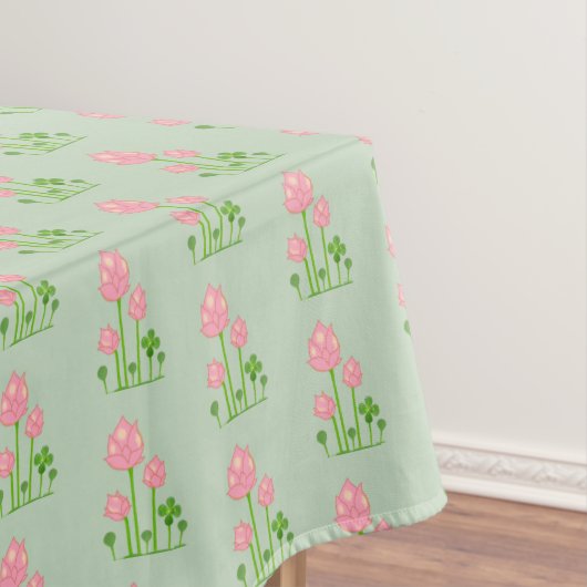 Schöne, rosa Blume auf hellgrünem Tablett Tischdecke (Beispiel)