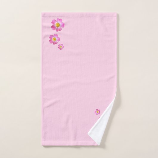 Schöne rosa Blume auf hellrosa Badhandtuch Set (Handtuch)
