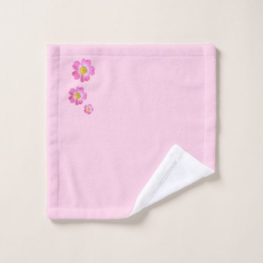Schöne rosa Blume auf hellrosa Badhandtuch Set (Waschlappen)