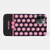 Schöne rosa Blume auf schwarz & textname Case-Mate iPhone Hülle (Rückseite (Horizontal))